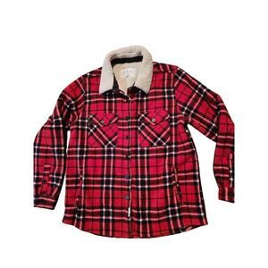 Soho Threads Red Plaid Sherpa Lined Shacket Jacket Men’s Medium